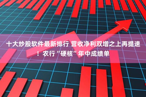 十大炒股软件最新排行 营收净利双增之上再提速！农行“硬核”年中成绩单