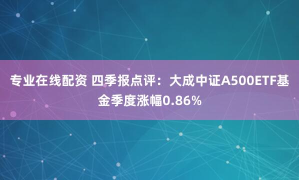 专业在线配资 四季报点评：大成中证A500ETF基金季度涨幅0.86%